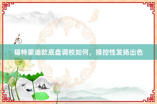 福特蒙迪欧底盘调校如何，操控性发扬出色